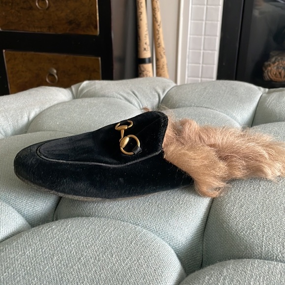 Gucci Princetown Velvet Fur Mules - Picture 12 of 16